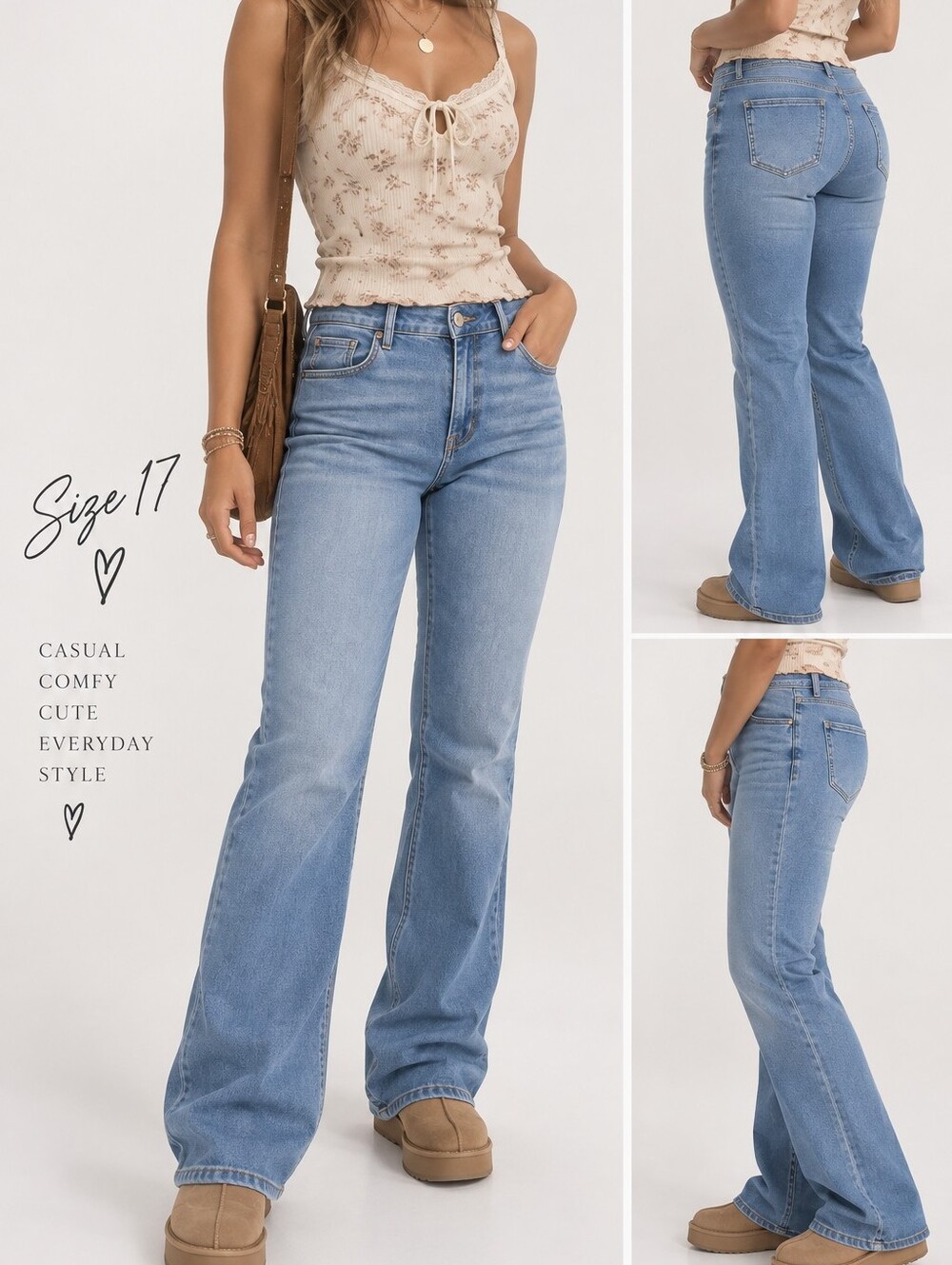 Light Blue Women's Flare Jeans - Classic High-Rise Fit